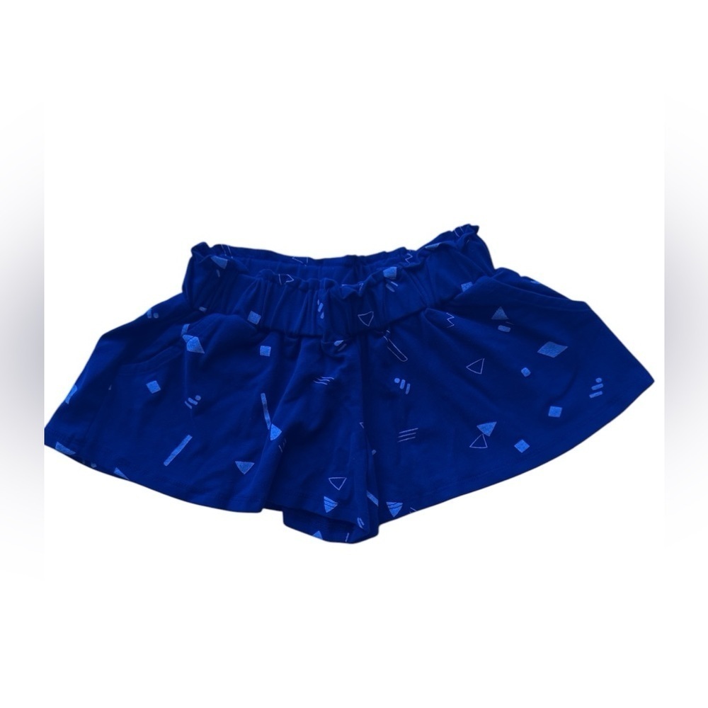 Mila & Emma 3T Habitual toddler girl Blue and White Stumpef Ruffle Shorts pocket - Picture 2 of 13